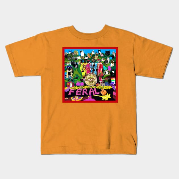 Feral Cat Club Band Kids T-Shirt by TAP4242